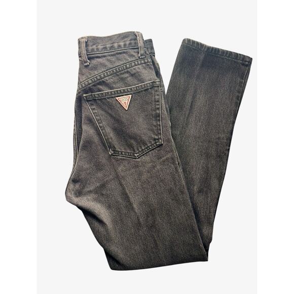 GUESS Denim - Vintage Guess Jeans Womens 28 High Rise Tapered 90s Mom Black Jeans Button Fly